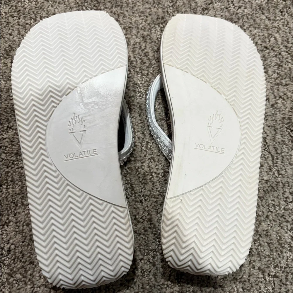 Volatile White Rhinestone Sandals - Picture 4 of 6